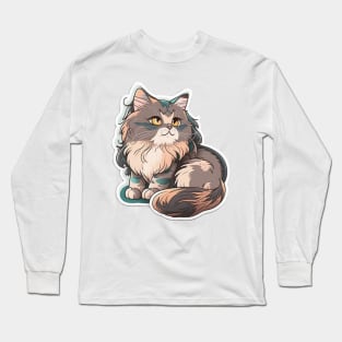 Majestic Maine Coon Cat Sticker Long Sleeve T-Shirt